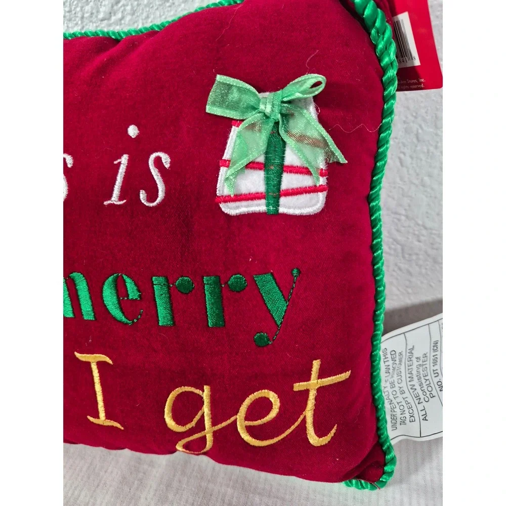 Christmas Holiday Decorative Pillow Red Velvet This Is As Merry As I Get Jo-Ann